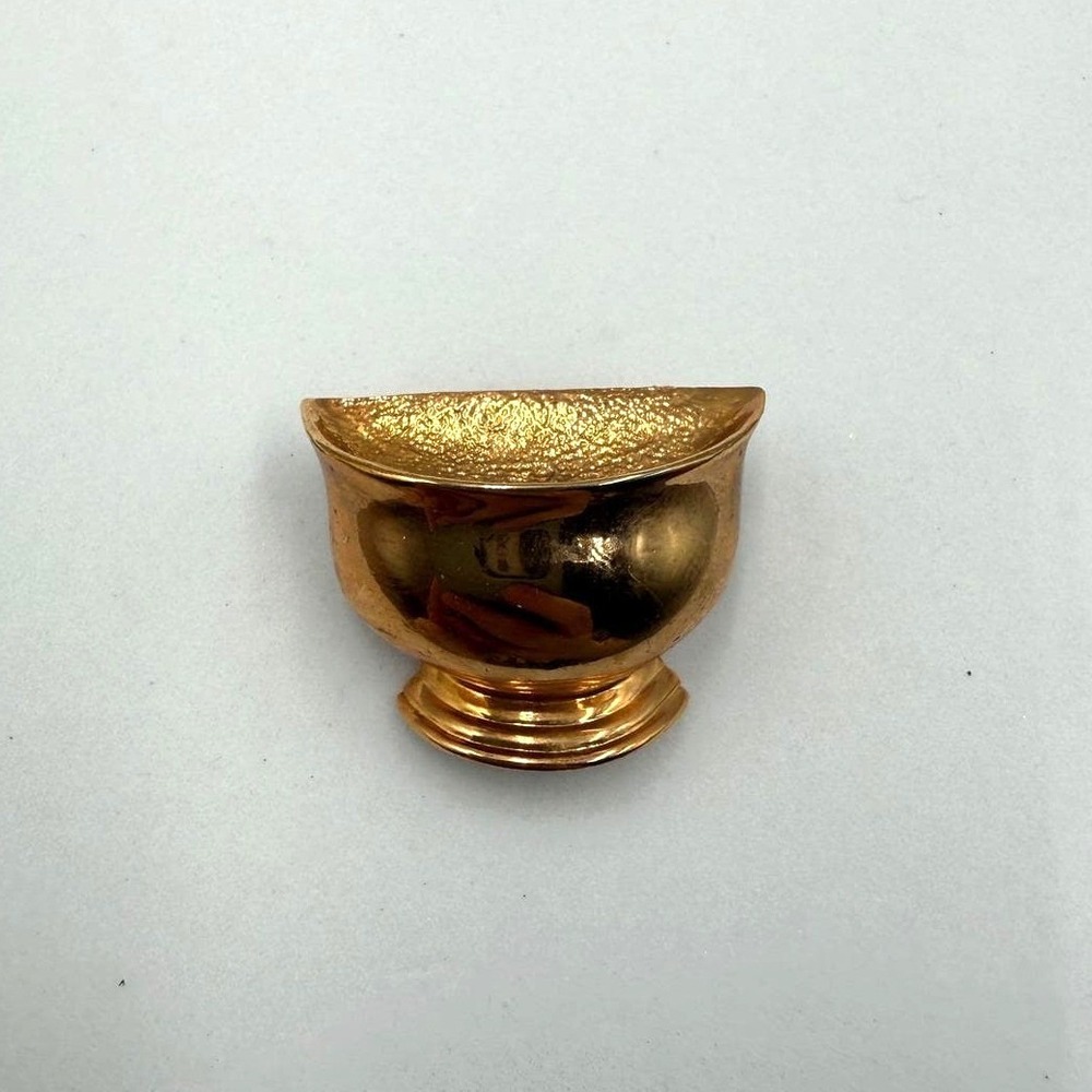 Vintage Gold Tone Pedestal Bowl Urn Brooch Pin Figural Mid Century Style